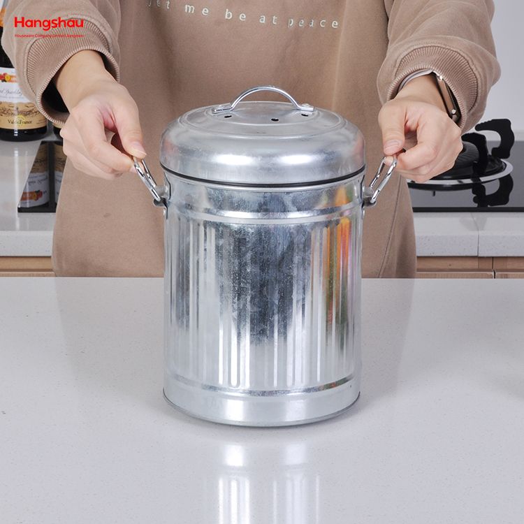 Stainless Steel Kitchen Compost Bin Countertop Table Garbage Container Odor-free Compost Bin