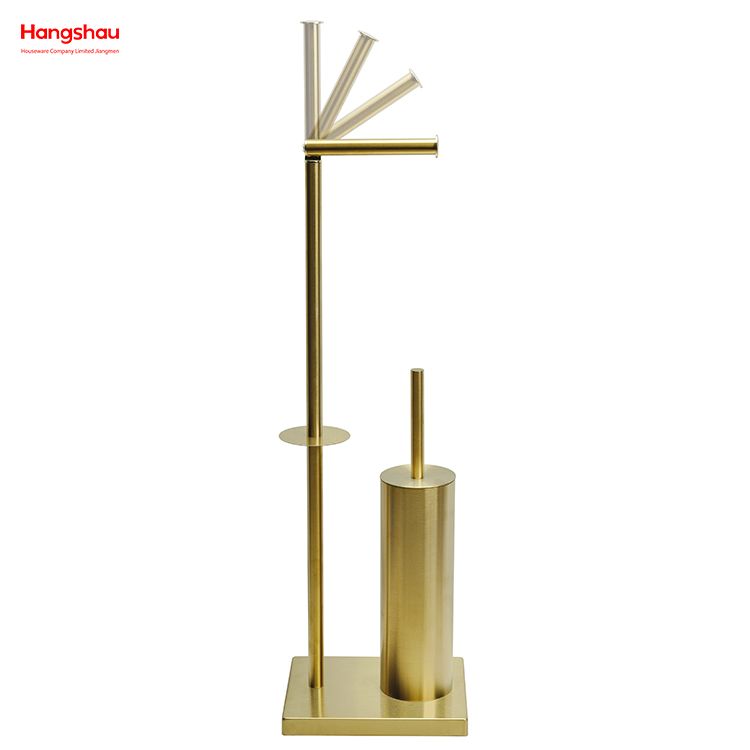 Aureate Brushed And Anti-fingerprint Lacquer Spraying Metal Toilet Brush Holder Lacquer Spraying Free Standing Stainless Steel Toilet Brush And Paper Holder Standing 