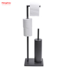 Graphite Lacquer Spraying Free Standing Stainless Steel Toilet Brush And Paper Holder Standing Grey Brushed And Anti-fingerprint Lacquer Spraying Metal Toilet Brush Holder 