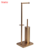 Aureate Lacquer Spraying Free Standing Stainless Steel Toilet Brush And Paper Holder Standing Brushed And Anti-fingerprint Lacquer Spraying Metal Toilet Brush Holder 