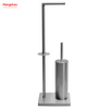 Brushed And Anti-fingerprint Lacquer Spraying Metal Toilet Brush Holder Lacquer Spraying Free Standing Stainless Steel Toilet Brush And Paper Holder Standing 