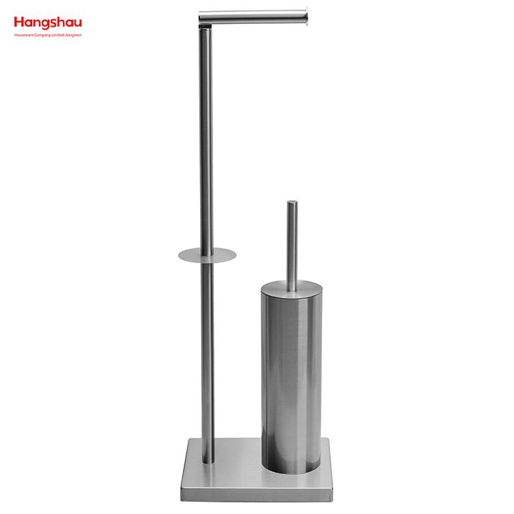 Brushed And Anti-fingerprint Lacquer Spraying Metal Toilet Brush Holder Lacquer Spraying Free Standing Stainless Steel Toilet Brush And Paper Holder Standing 