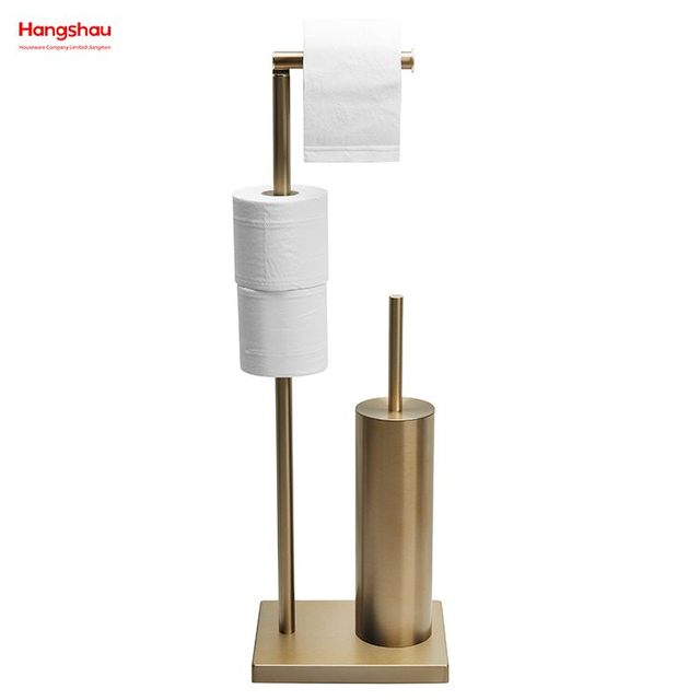Aureate Bronze Brushed And Anti-fingerprint Lacquer Spraying Metal Toilet Brush Holder Lacquer Spraying Free Standing Stainless Steel Toilet Brush And Paper Holder Standing 