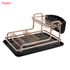 Kitchen Utensils Storage Aluminum Alloy Dish Rack over Sink Organizer Double Deck Metal Drying Dish Tray Rack Stand Dish Rack Cup Holder 