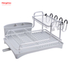 Kitchen Utensils Storage Aluminum Alloy Dish Rack over Sink Organizer Stand Dish Rack Cup Holder Double Deck Metal Drying Dish Tray Rack 