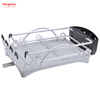 Countertop Dish Rack Cup Holder Alloy Dish Rack over Sink Organizer Metal Drying Dish Tray Rack Kitchen Double Deck Aluminum Stand Dish Rack 
