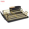 Black Golden Aluminum Alloy Dish Rack over Sink Organizer Metal Drying Plastic Dish Tray Rack Kitchen Stand Dish Rack Countertop Dish Rack Cup Holder 