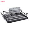 Kitchen Stand Dish Rack Countertop Dish Rack Cup Holder Black Aluminum Alloy Dish Rack over Sink Organizer Metal Drying Plastic Dish Tray Rack 