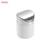 Table Top Waste Bin Metal Waste Bin With Push Lid Round Shape Desktop Dustbin