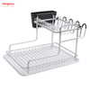 Metal Drying Dish Tray Rack Organizer Double Deck Stand Dish Rack Kitchen Utensils Storage Aluminum Alloy 