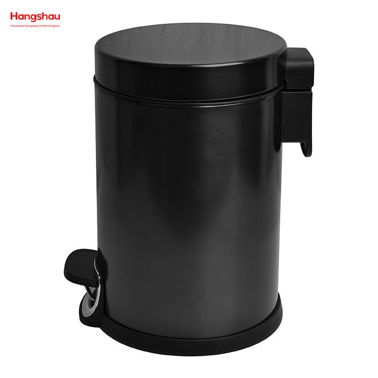 Brushed And Black Nickel Lacquer Spraying Household Bathroom Stainless Steel 3L Pedal Trash Bin With Cover Closing Slowly And Mutely Round Trash Bin Waste Bin Dustbin