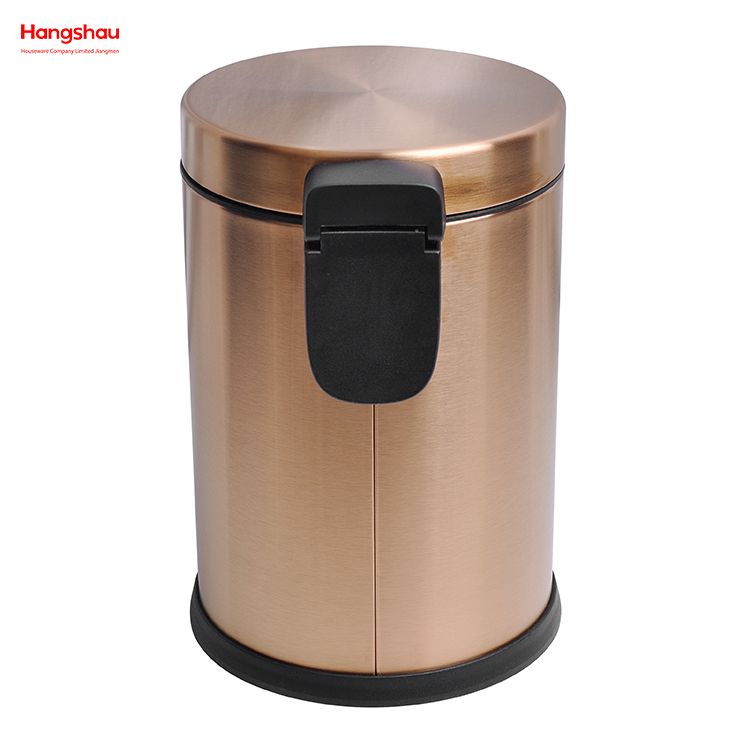 Rose Golden Household Bathroom Stainless Steel 3L Pedal Trash Bin With Cover Closing Slowly And Mutely Round Trash Bin Waste Bin Dustbin