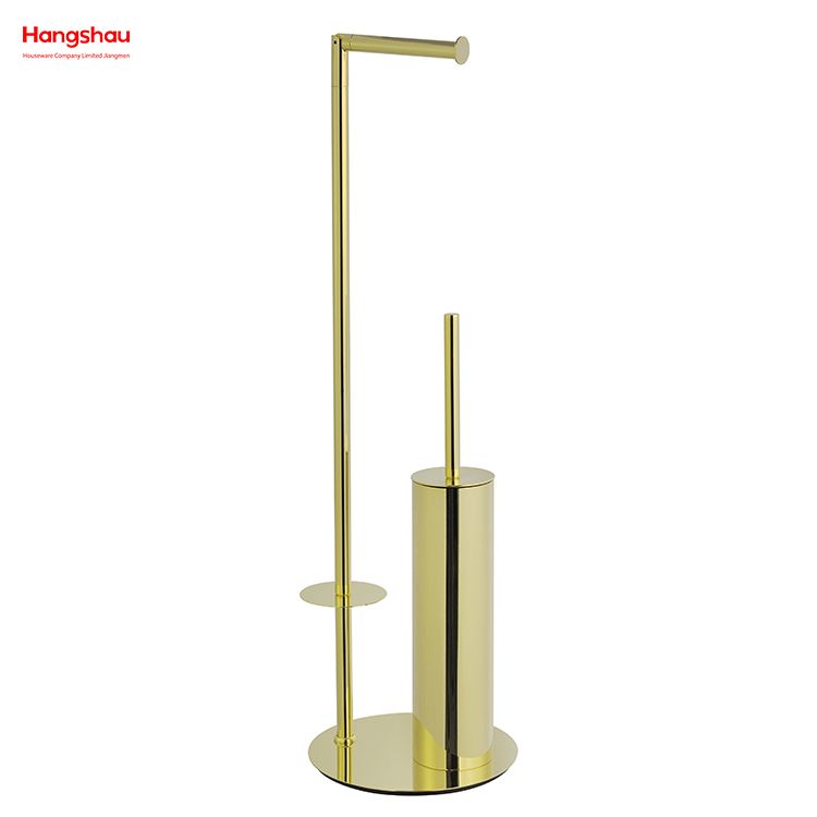 Aureate Circular Tube Brushed And Anti-fingerprint Lacquer Spraying Metal Toilet Brush Holder Lacquer Spraying Free Standing Stainless Steel Toilet Brush And Paper Holder Standing 