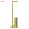 Aureate Square Tube Brushed And Anti-fingerprint Lacquer Spraying Metal Toilet Brush Holder Lacquer Spraying Free Standing Stainless Steel Toilet Brush And Paper Holder Standing 