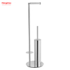 Luxury Mirror Polishing Free Standing Stainless Steel Toilet Brush And Paper Holder Standing Metal Toilet Brush Holder 