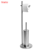 Matte Metal Free Standing Stainless Steel Toilet Brush And Paper Holder Standing Metal Toilet Brush Holder Lacquer Spraying 