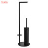 Black Powder Coated With Towel Rack Bathroom Cleaning Accessory Featuring Standing Metal Toilet Brush Holder And Paper Holder 