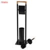 Powder Coated Standing Bamboo&Metal Toilet Brush Holder Lacquer Spraying Metal Free Standing Stainless Steel Toilet Brush And Paper Holder