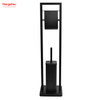 Black Powder Coated Standing Metal Toilet Brush Holder Lacquer Spraying Metal Free Standing Stainless Steel Toilet Brush And Paper Holder
