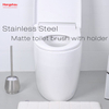 Stainless Steel Matte Bathroom Toilet Standing Metal Toilet Brush with Holder Plastic Brush Cleaning Set