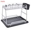 Dish Rack over Sink Organizer Double Deck Metal Drying Dish Tray Rack Stand Dish Rack Kitchen Utensils Storage Aluminum Alloy 