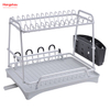 Organizer Double Deck Metal Drying Dish Tray Rack Stand Dish Rack Kitchen Utensils Storage Aluminum Alloy 