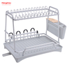 Organizer Double Deck Metal Drying Dish Tray Rack Stand Dish Rack Kitchen Utensils Storage Aluminum Alloy 