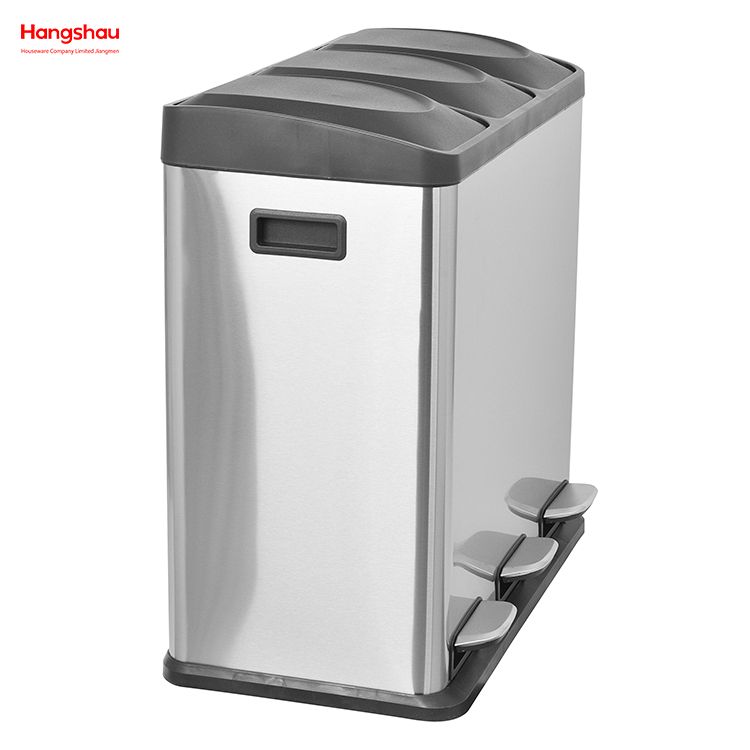 60L Stainless Steel Kitchen Garbage Classification Waste Cafeteria Sorting Garbage Bins Sealing And Odor Prevention Environment protection Classification Recycle Bin