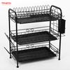 Iron Three-Tier Dish Rack Sink-Top Dish Rack Storage Cabinet Standing Dish Rack Kitchenware Storage