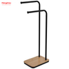 Iron Double-Bar Towel Rack Bathroom Towel Rack Floor-Standing Towel Rack Bamboo Base Towel Rack