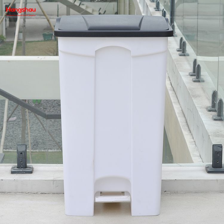 87L Trash Cans For Parks Plastic Pedal Waste Bin Urban Garbage Bins with Wheels Garbage Can With Wheelie Bin