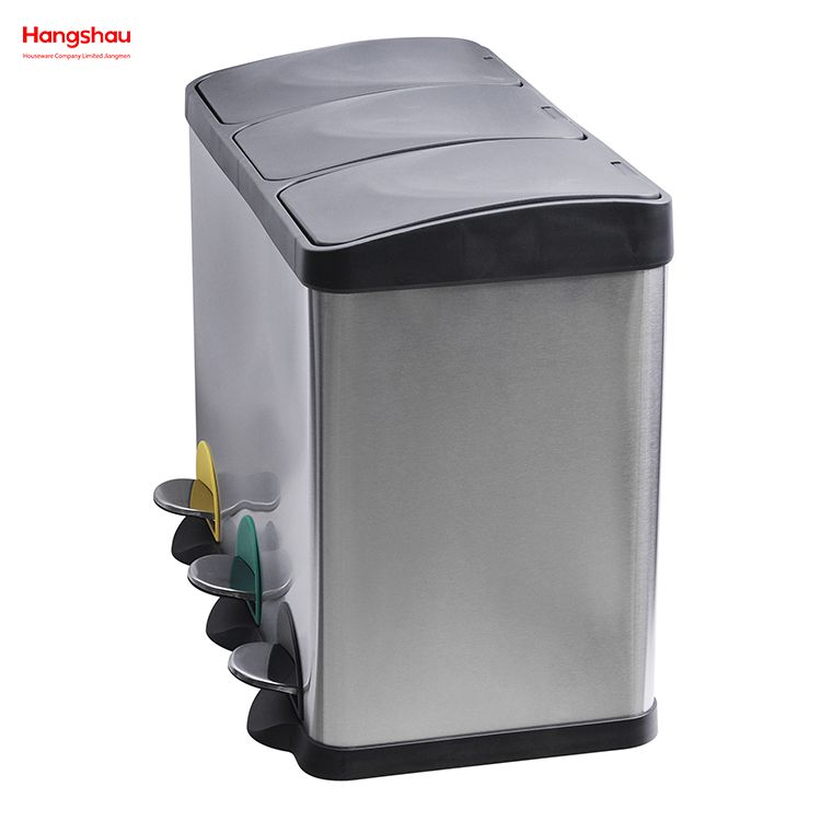 45L Stainless Steel Environment protection Classification Trash Can Kitchen Garbage Classification Waste Cafeteria Sorting Garbage Bins Sealing And Odor Prevention