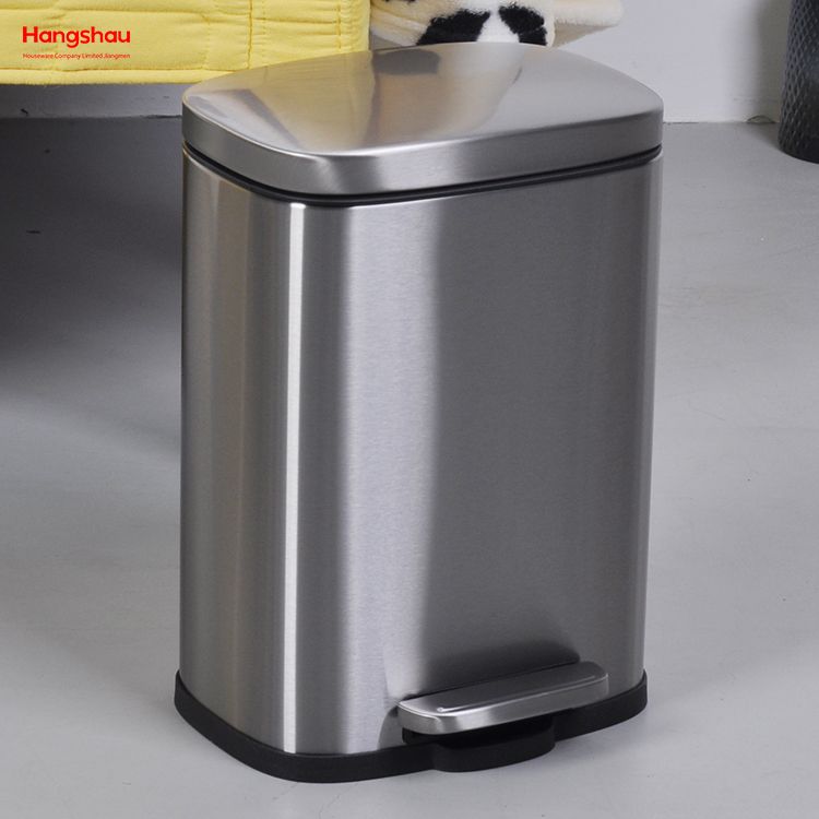 5L Basics Stainless Steel Rectangular Soft-close Garbage Bin Step Trash Can Pedal Bin