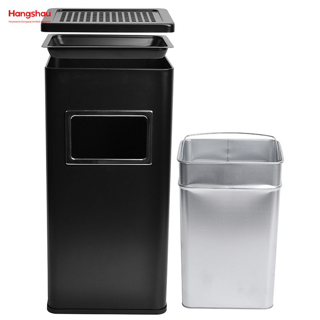 30L Ashtrays in Public Places Waste Bins Smoking Stainless Steel Trash Can Area Trash Can Rectangle Wholesale Square Ashtray Dustbin With An Ashtray In The Hotel Lobby 