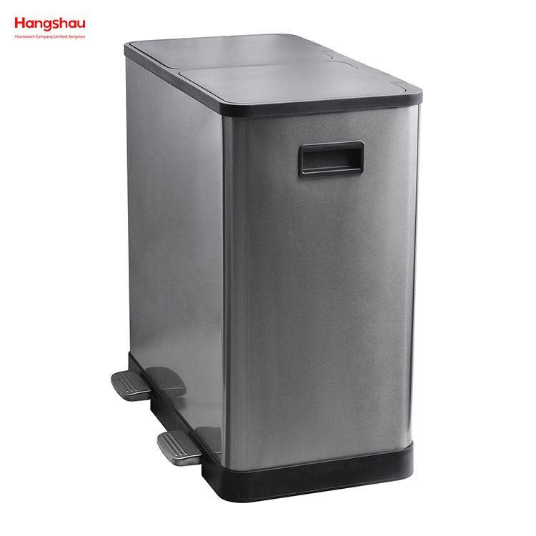60L Sealing And Odor Prevention Environment protection Classification Trash Can Kitchen Garbage Classification Waste Cafeteria Sorting Garbage Bins Stainless Steel
