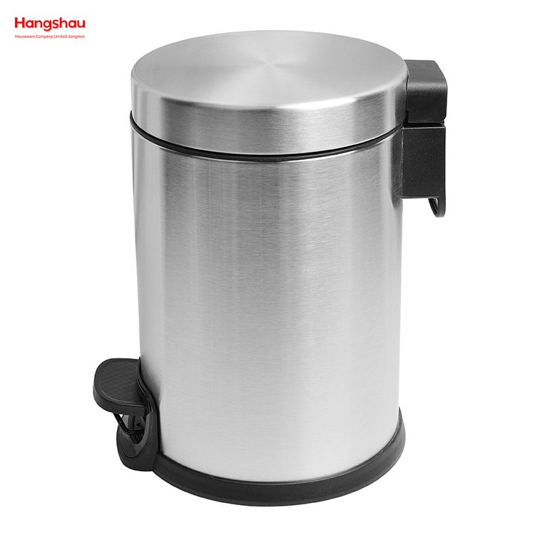 Household Bathroom Stainless Steel 3L Pedal Trash Bin With Cover Closing Slowly And Mutely Round Trash Bin Waste Bin Dustbin