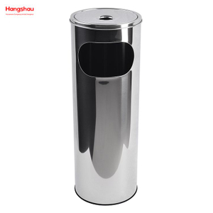 12L Polish Smoking Area Trash Can Stainless Steel Round Ashtray Dustbin Metal With An Ashtray In The Hotel Lobby Trash Can Ashtrays in Public Places Waste Bins 