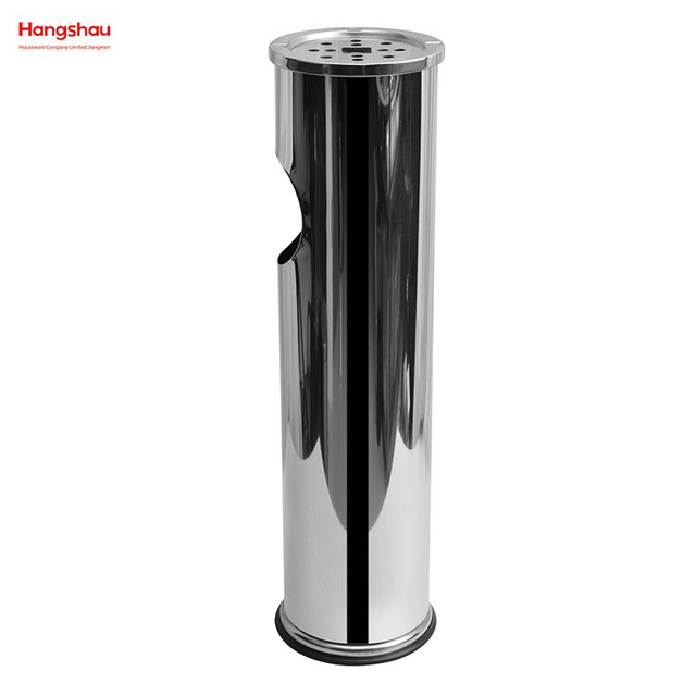 8L Smoking Area Trash Can Stainless Steel Polish Small Round Ashtray Dustbin Metal With An Ashtray In The Hotel LobbyTrash Can Ashtrays in Public Places Waste Bins 
