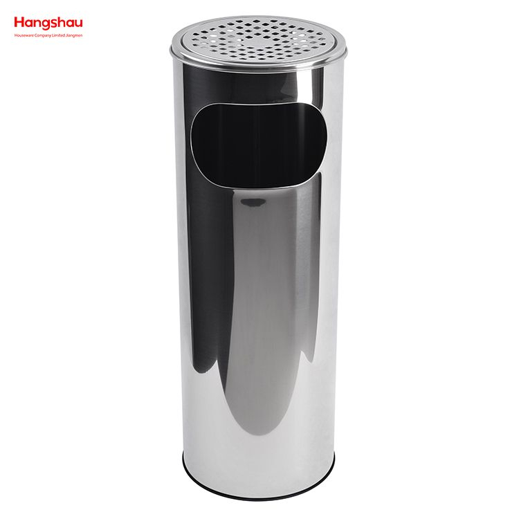12L Ashtrays in Public Places Waste Bins Polish Smoking Area Trash Can Stainless Steel Mirror Round Ashtray Dustbin Metal With An Ashtray In The Hotel Lobby Trash Can 