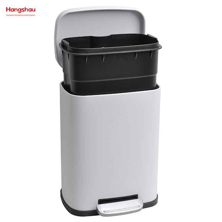 5L Square Metal Powder Coating Waste Bin Dust Bins Pedal Morden Style Dustbin Garbage Can Household Bathroom Trash Can For Indoor Trash Can 