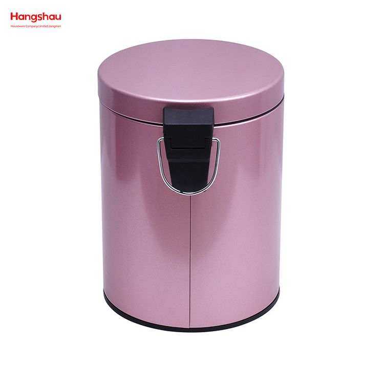 5L Lacquer Spraying Bedroom Household Round Pedal Bin Office Bathroom Simple Dustbin Garbage Can Round Foot Pedal Dust Bins Stainless Steel 