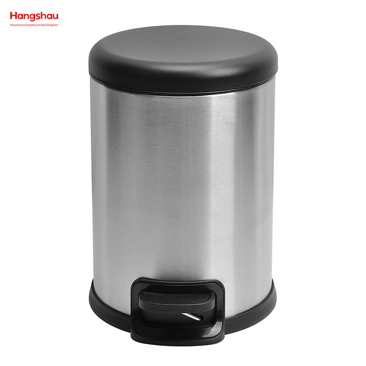 Modern Houseware Products Stainless Steel 410# 3L Pedal Trash Bin With Plastic Cover Closing Slowly And Mutely Round Trash Bin Waste Bin Dustbin