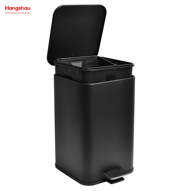 12L Modern Decorative Trash Bin Household Square Pedal Trash Can Bathroom Bin Medium Rubbish Bin Dustbin