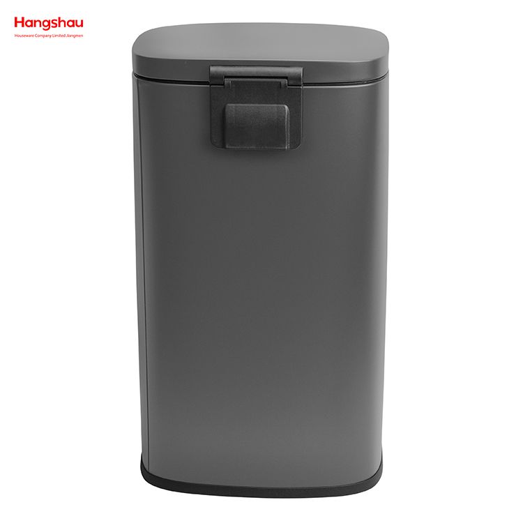 30L Cafeteria Custom Colorful Rectangular Silent Closing Foot Pedal Dustbin Lobby Stainless Steel Garbage Trash Bin For Kitchen waste Office Trash Can