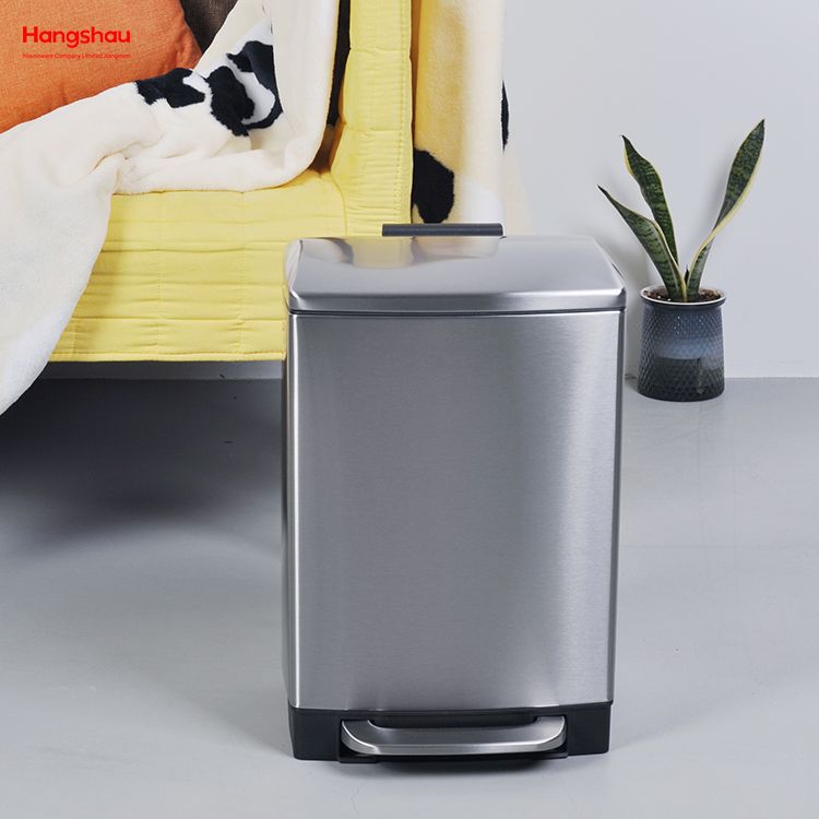 Stainless Steel Quadrate Shaped Dustbin 12l Step Bin Indoor Kitchen Using Waste Bin Outdoor Rubbish Bin With Soft Closing
