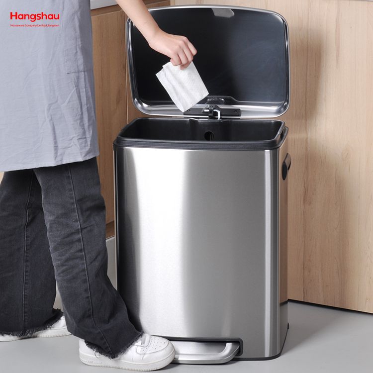 Hot Sales Kitchen Stainless Steel Dustbin 50 Liter Trash Can With Lid