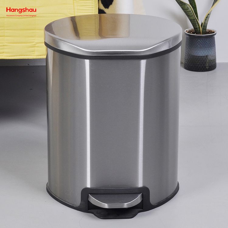 12l Bathroom Stainless Steel Trash Can with Foot Pedal Special Shaped Garbage Bin