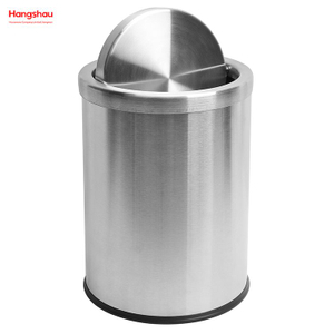 9L Round Shape Stainless Steel Swing Lid Waste Bin Hotel Room Round Swing Lid Metal Trash Bin Waste Bin Dustbin Steel Recycle Bin Metal Trash Can With Cover Lid