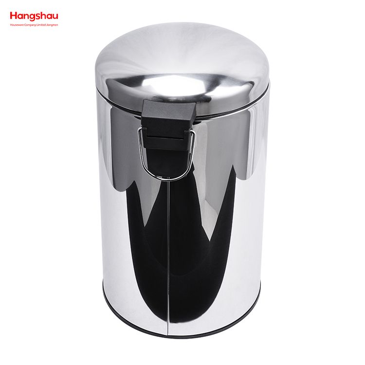 12L Stainless Steel Polish Trash Can With Foot Pedal Trash Bin Garbage Can Household Kitchen Bathroom Round Mirror Polishing Shape Soft Closing Waste Bin Dustbin 