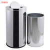 90L Cafeteria Garbage Bins Stainless Steel Swing Lid Garbage Can Trash Can Stainless Steel Round Swing Lid Push Bin(with Inner Bucket) Outdoors Community Street Roadside 